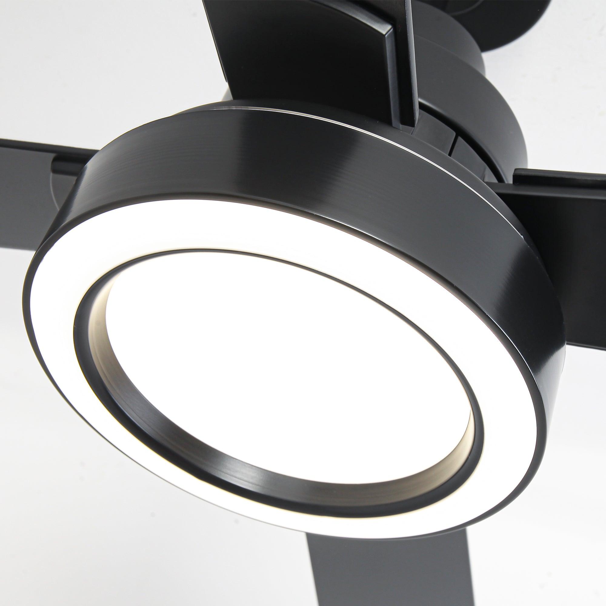 Ventilador de techo moderno Vaczon de 52 pulgadas con motor de CC de 4 aspas, luz LED y control remoto.