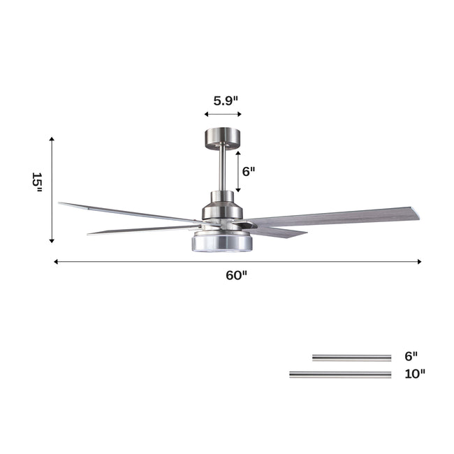 Vaczon 52 Inch 60 Inch Karen Double-sided Blades Smart Fan with LED Light
