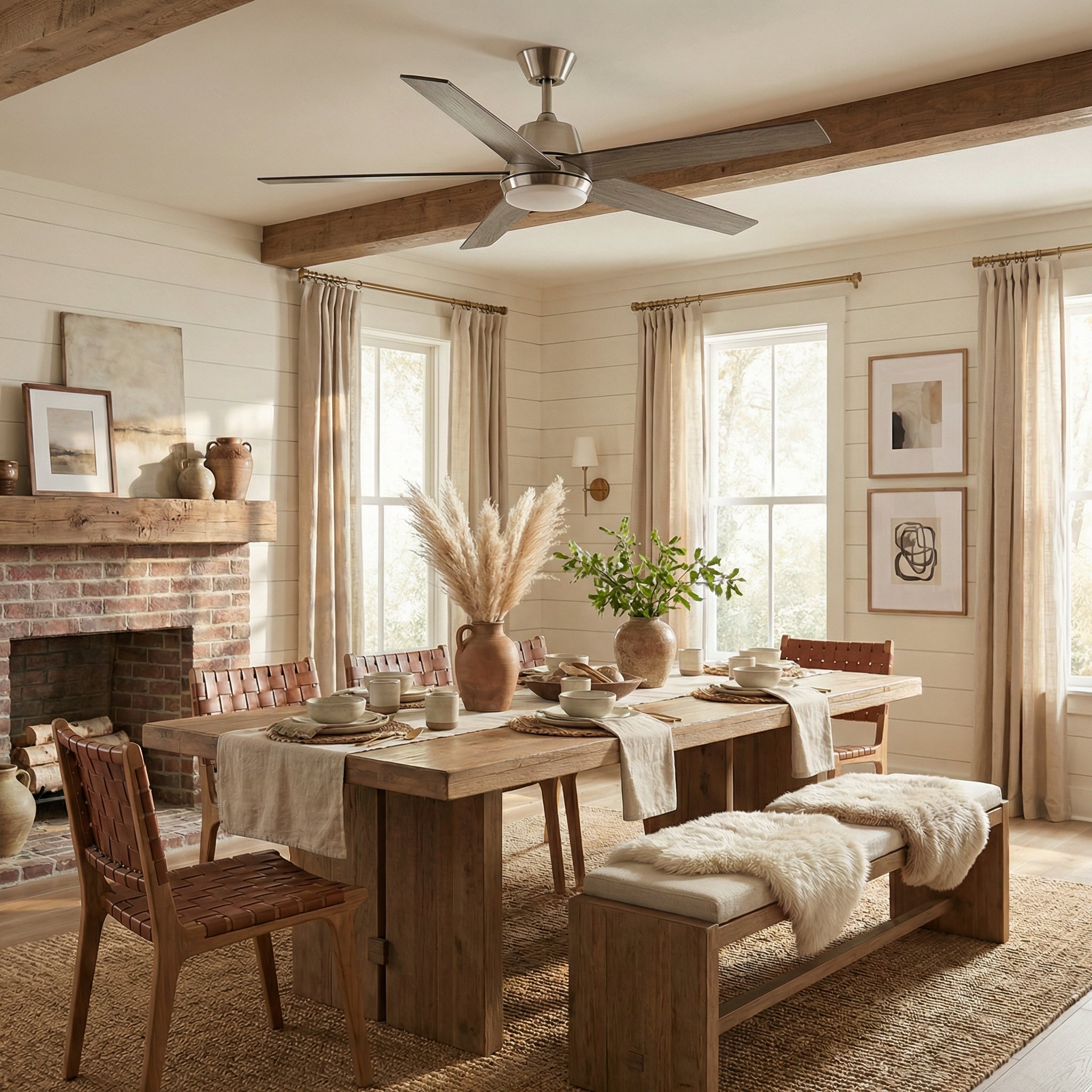 Vaczon 52 Inch Otis Downrod Mount LED Ceiling Fan with APP & Remote Control