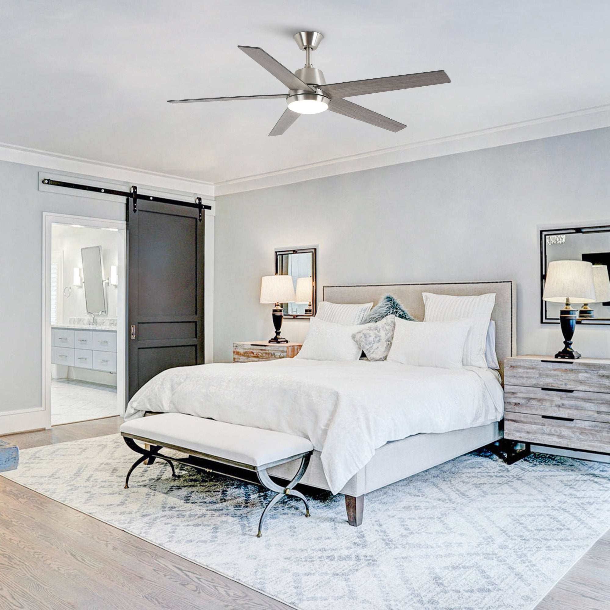 Vaczon 52 Inch Otis Downrod Mount LED Ceiling Fan with APP & Remote Control