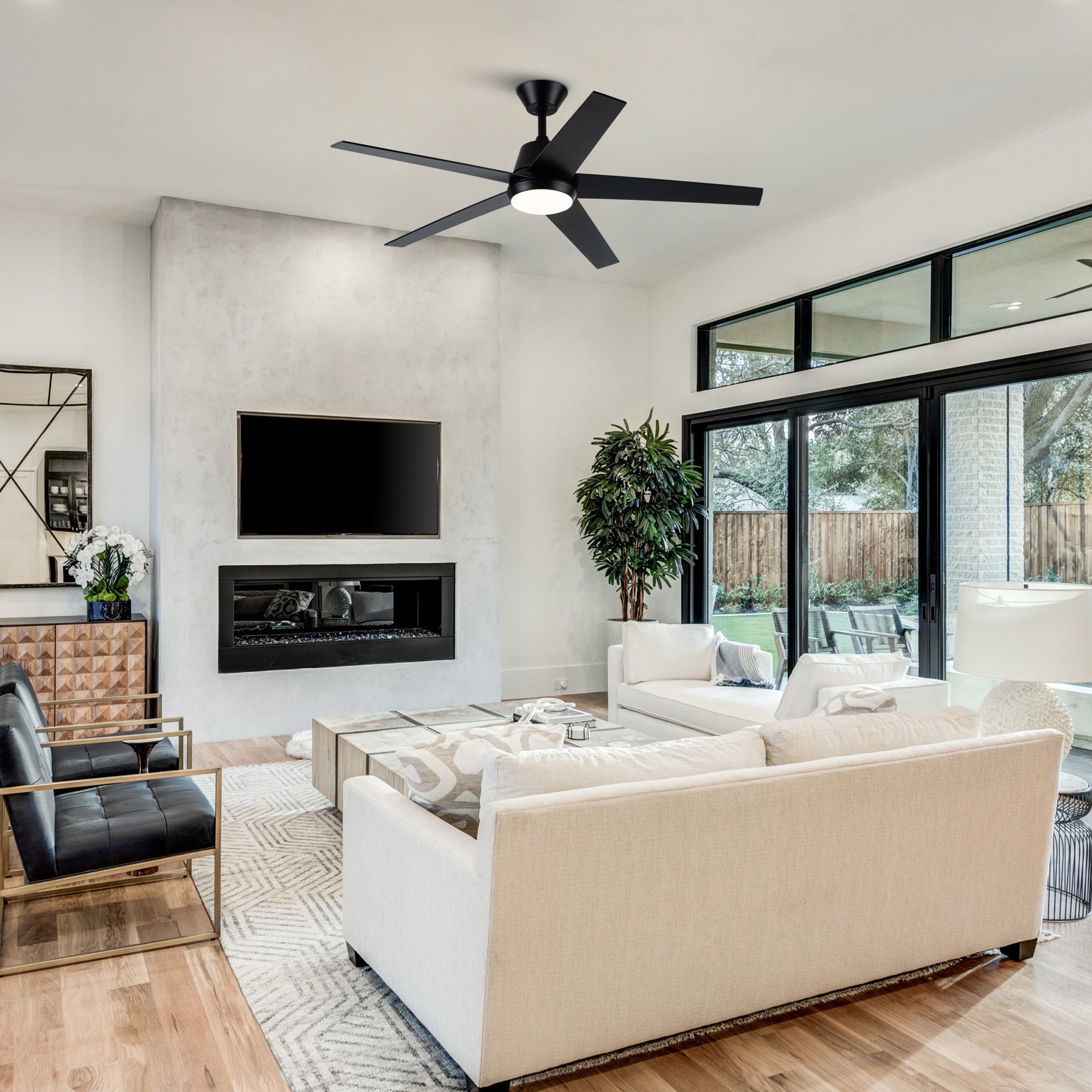 Vaczon 52 Inch Otis Downrod Mount LED Ceiling Fan with APP & Remote Control