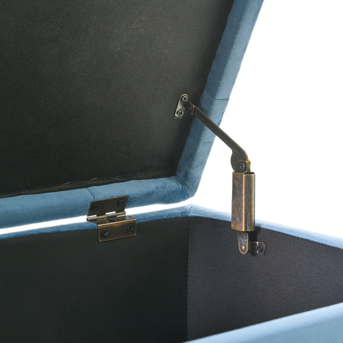 23" Square Velvet Upholstered Storage Ottoman with Hidden Hinge Lid, Rivet Trim & Easy-Open