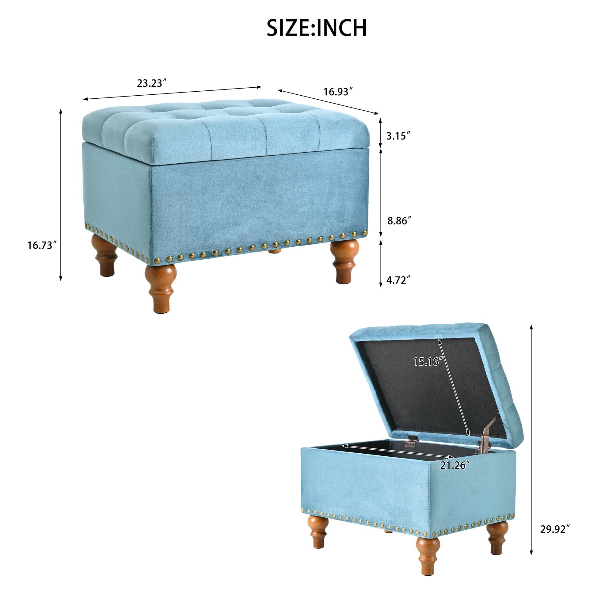 23" Square Velvet Upholstered Storage Ottoman
