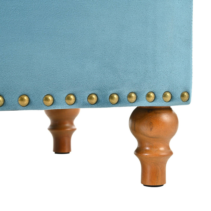 23" Square Velvet Upholstered Storage Ottoman with Hidden Hinge Lid, Rivet Trim & Easy-Open