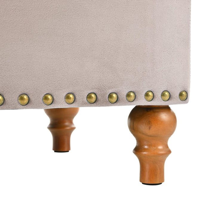 23" Square Velvet Upholstered Storage Ottoman with Hidden Hinge Lid, Rivet Trim & Easy-Open