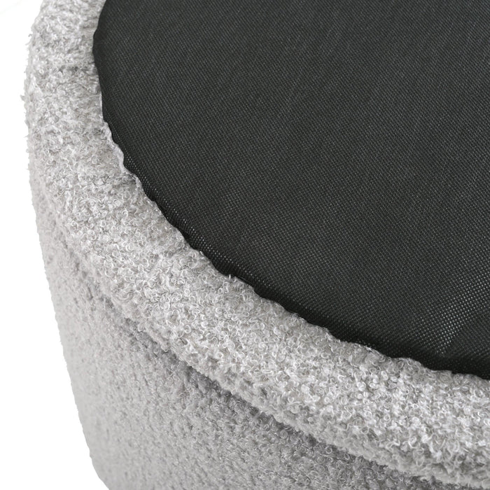 Otomana redonda de 50 cm con tapa y compartimentos de almacenamiento de felpa: reposapiés suave y acogedor para decorar la sala de estar y el dormitorio.