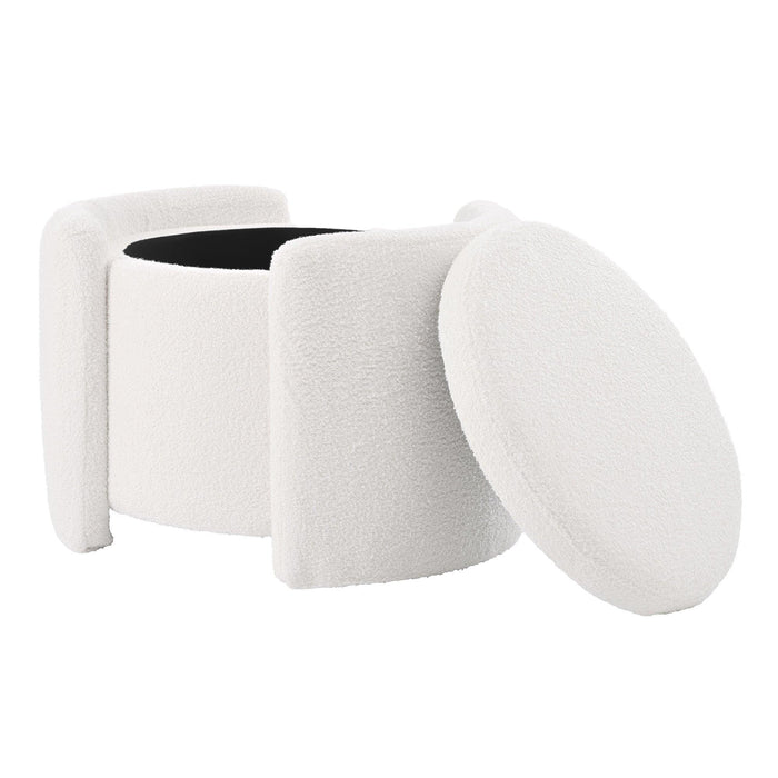 24” Round Plush Teddy Fleece Ottoman Footstool – Soft Cushioned Storage Seat for Living Room & Bedroom, No Assembly Required