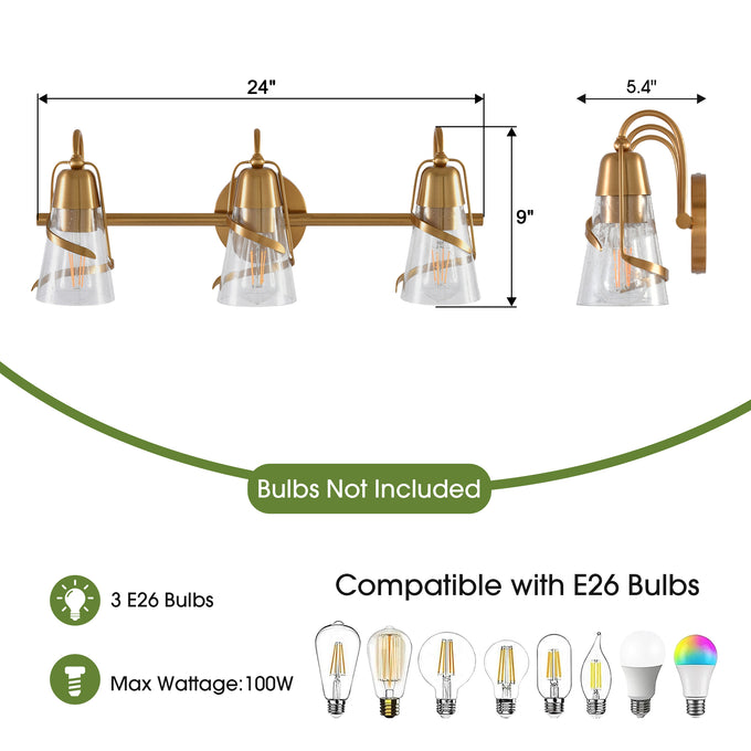 24 Inch Payne 3-Light Mirror Vanity Light