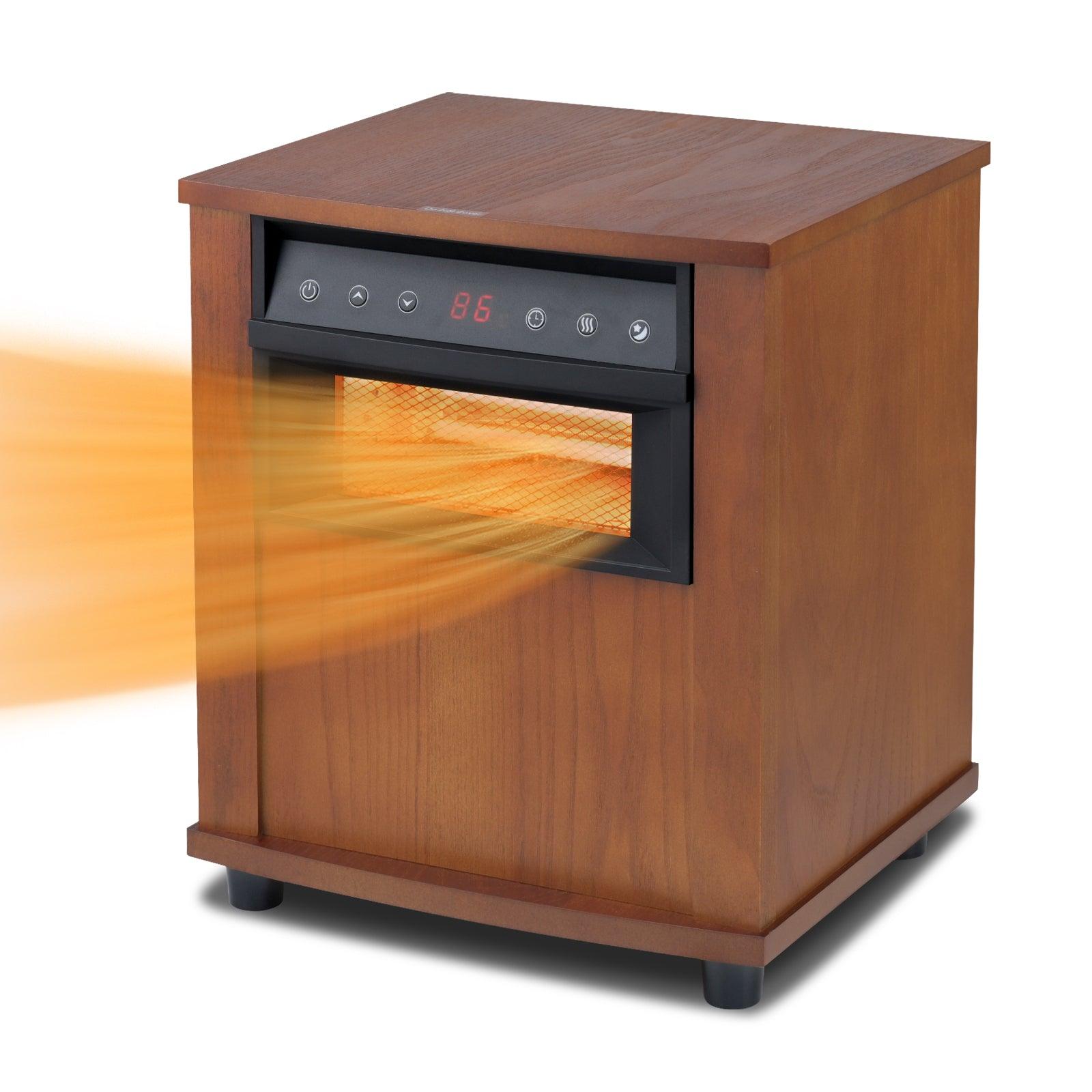 Brown Digital LED Display Electric Infrared Wooden Large Room Space Heater with Timer