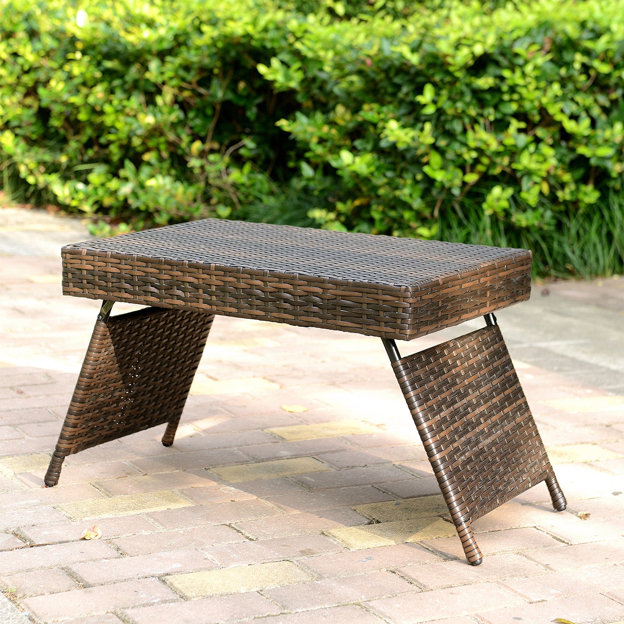 23.5" Portable Outdoor Folding Wicker Table