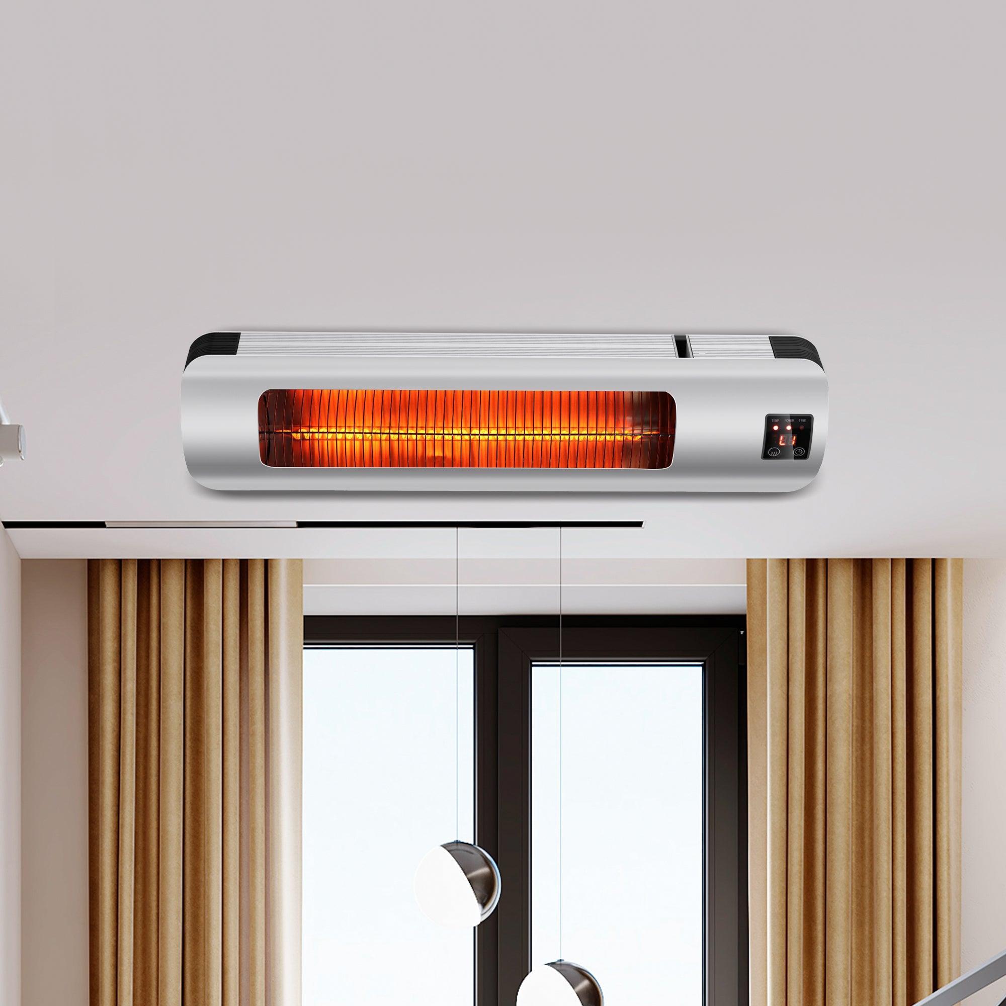 Electric Patio Heater LED Display 12H Timer Wall-mounted or Free-stand Using for Patio or Home Use
