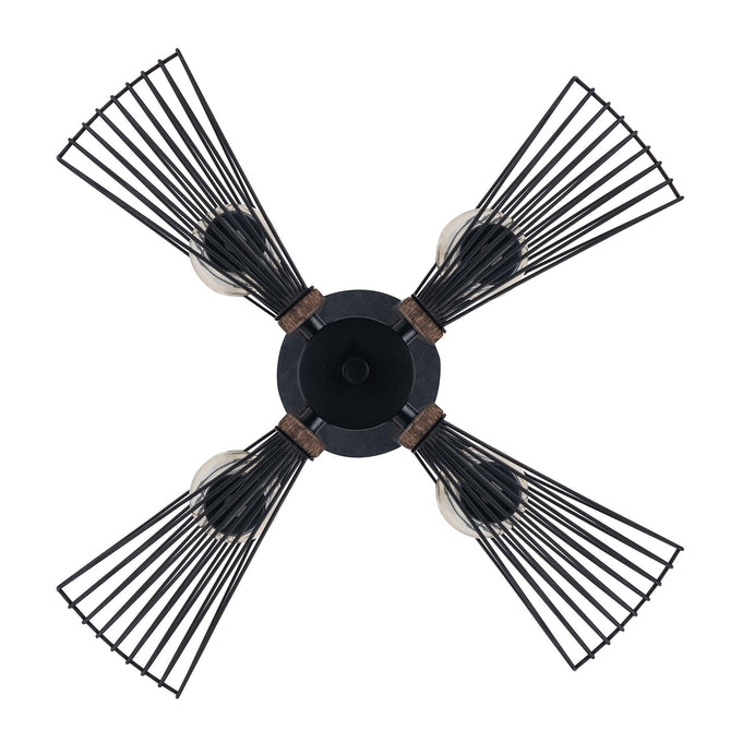 Lámpara colgante Zenith de 4 luces regulable en negro y madera