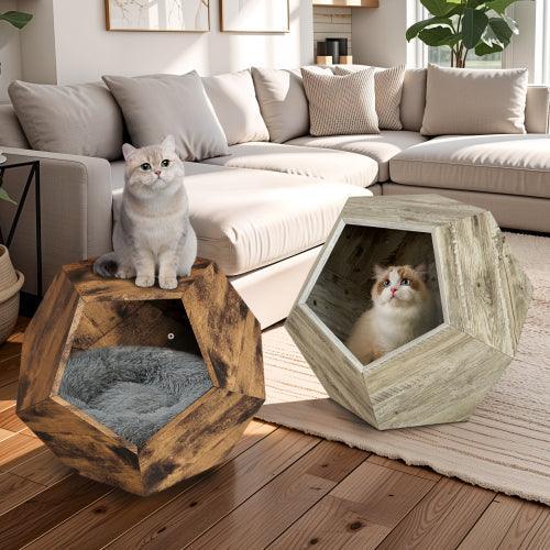 Mueble moderno para mascotas de 25,98 pulgadas, transportador de gatos, mesa auxiliar de sofá, macetero de MDF, mueble multifuncional, zumaque birmano