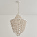 Antique White Bedroom 3-Light Chandelier Light with Wood Beads - ParrotUncle