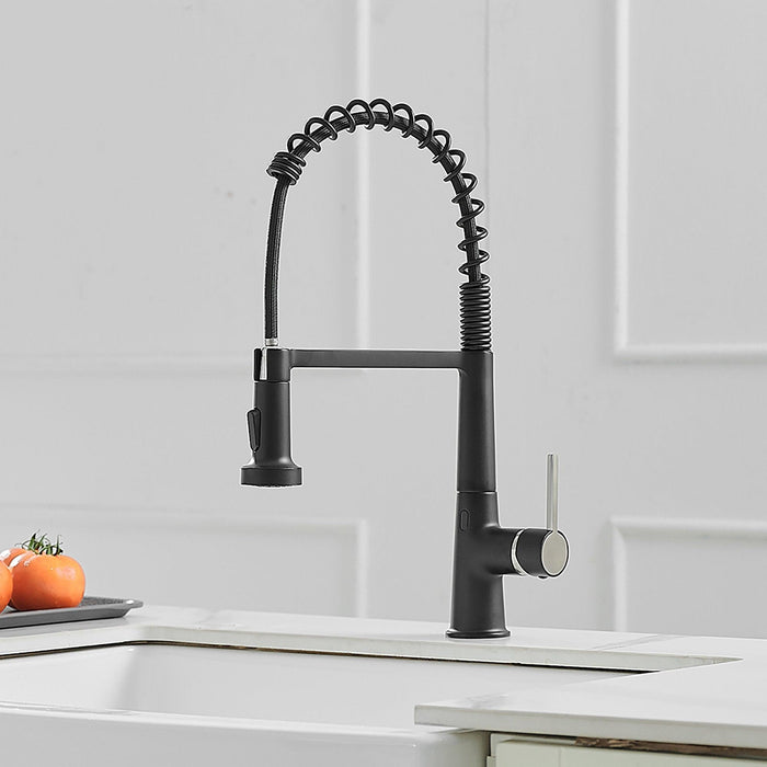 Black or Brush Nickel Commercial 2-Function Pull down Kitchen Faucet - ParrotUncle