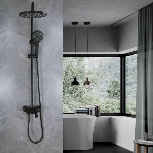 Black or Golden Exposed Bathroom Shower Set - ParrotUncle