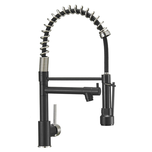 Black Pull-Down Spray Kitchen Faucet Single Handle Faucet - ParrotUncle