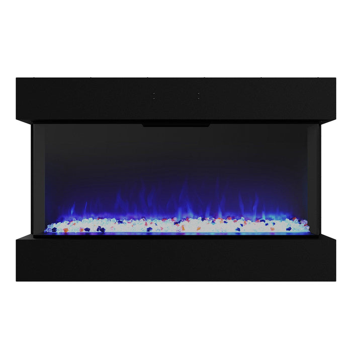 Black Recessed or Wall-Mount Electric 3-Color Flame with LED Light Fireplace - ParrotUncle