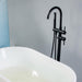 Black Round Floor Mount Bathroom Tub Faucet Combo - ParrotUncle