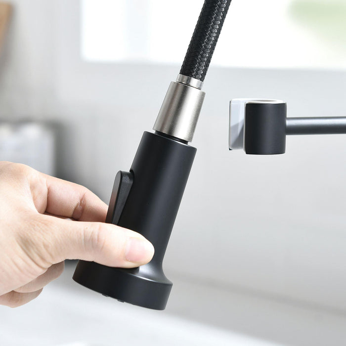 Black Single Handle Pull-down Kitchen Faucet - ParrotUncle