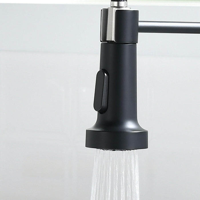 Black Single Handle Pull-down Kitchen Faucet - ParrotUncle