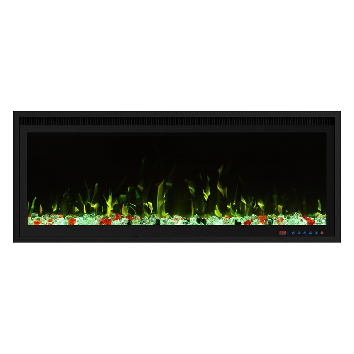 Black Wall-Mount Electric Timer 3-Color Flame with LED Light Fireplace - ParrotUncle