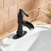 Black Waterfall Single-Handle Deck Mounted Bathroom Sink Faucet Deck Mounted with Drain Assembly and Supply Hose - ParrotUncle