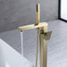 Bruch Nickel Finish Waterfall Floor Mounted Square Tub Filler with Hand Shower - ParrotUncle