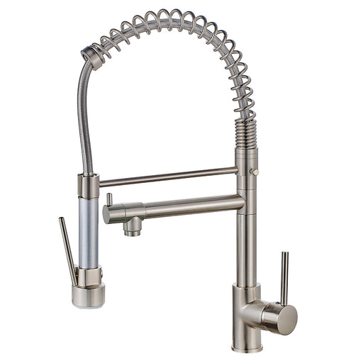 Brush Nickel Commercial Pull-down Kitchen Faucet - ParrotUncle