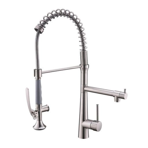 Brush Nickel Pull Down Kitchen Sink Faucet with Sprayer - ParrotUncle