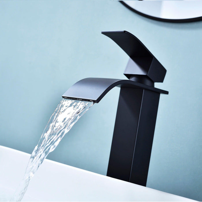 Brush Nickel Waterfall Single Hole Bathroom Sink Faucet - ParrotUncle