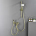 Brushed Gold Bath Faucet Wall Mounted Bath Faucet Set with Handheld Shower Sprayer - ParrotUncle