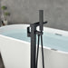 Brushed Gold Waterfall Floor Mounted Square Tub Filler with Hand Shower - ParrotUncle