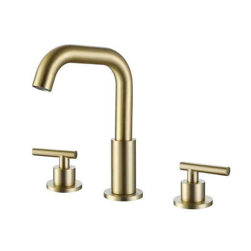Brushed Gold Widespread Double Handle Bathroom Faucet - ParrotUncle