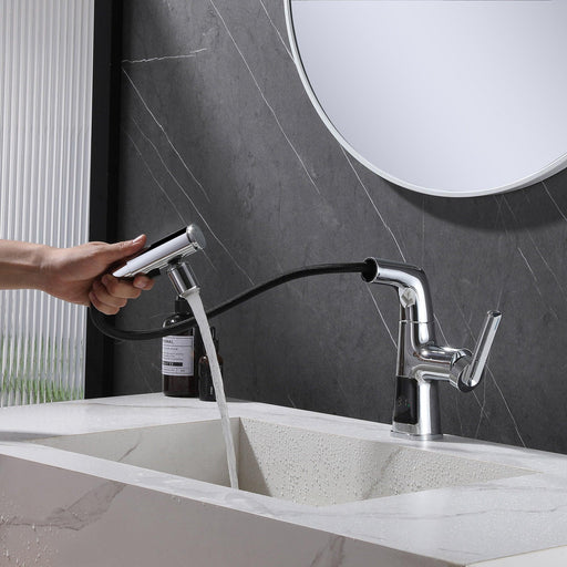 Chrome Digital Display 70cm Pull-out Bathroom Faucet Set - ParrotUncle
