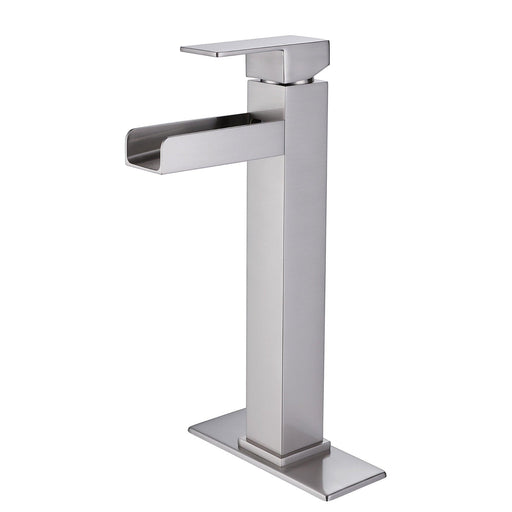 Chrome Single Handle Square Waterfall Bathroom Sink Faucet - ParrotUncle