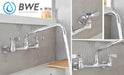 Chrome Wall Mounted Dual Dandle Bridge Kitchen Faucet - ParrotUncle