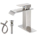 Chrome Waterfall Single Hole Single-Handle Low-Arc Bathroom Faucet With Supply Line and Escutcheon - ParrotUncle