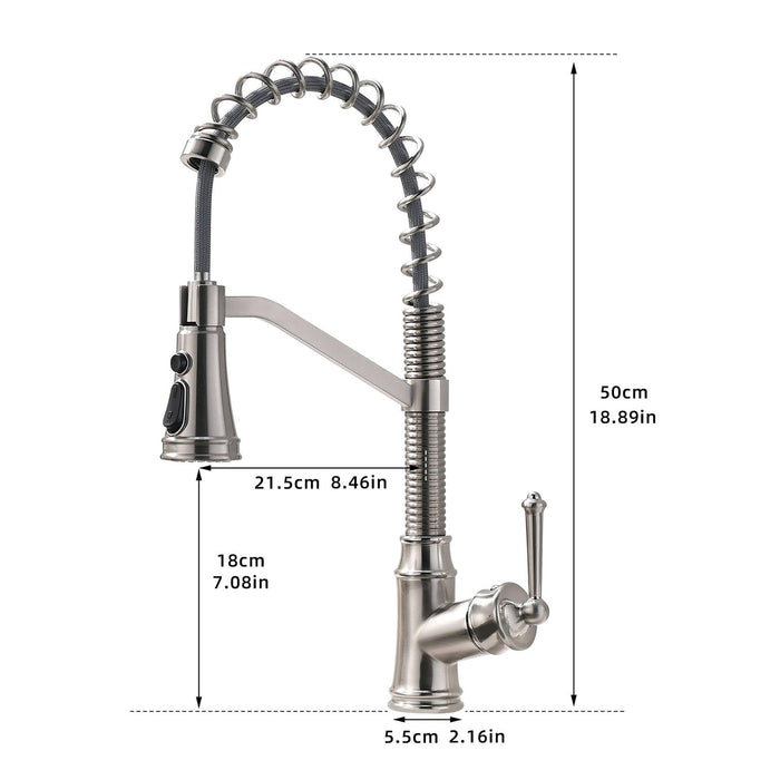 Commercial Brushed Nickel Pull-down Kitchen Faucet - ParrotUncle