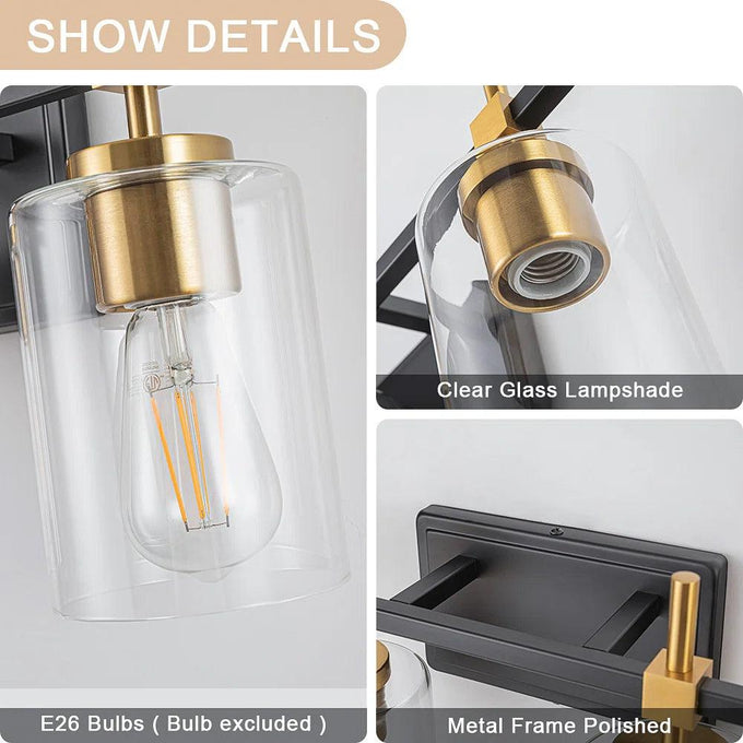 Jasper Modern Clear Glass 3-Light Bathroom Vanity Light