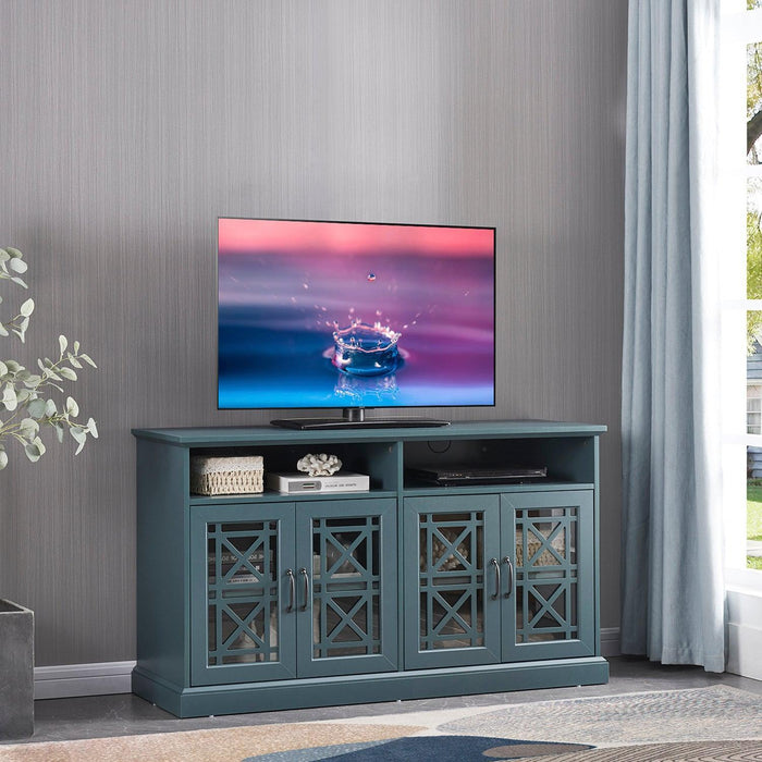 Dark Teal TV Stand Buffet Sideboard Console Table - ParrotUncle