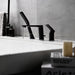 Deck Mounted 3-Hole Bathtub Faucet Widespread Mixer Faucet with Hand Shower - Black - ParrotUncle