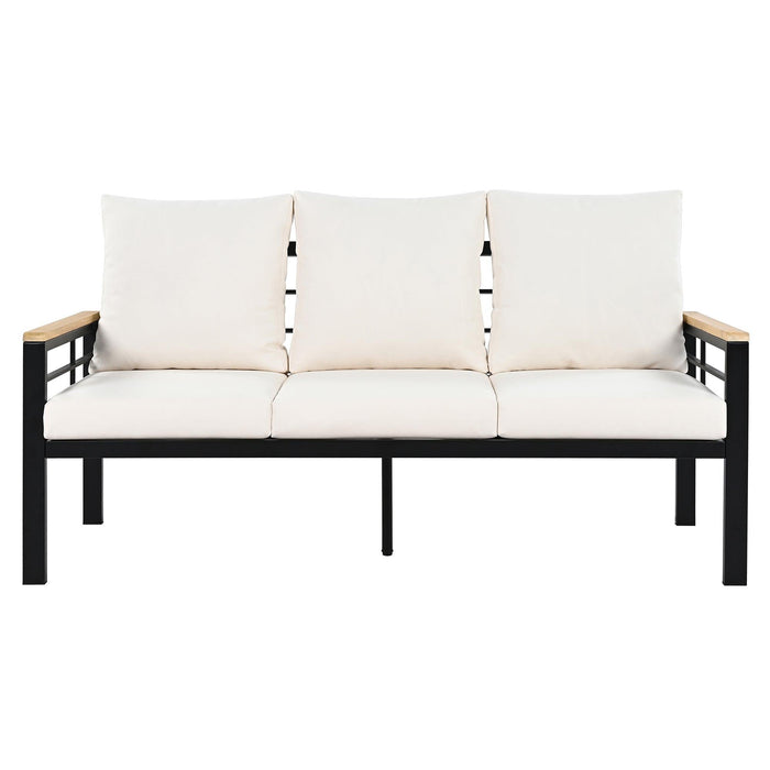 Conjunto de 5 piezas para patio exterior con sofá de 3 plazas y cojines para patio, piscina y jardín.