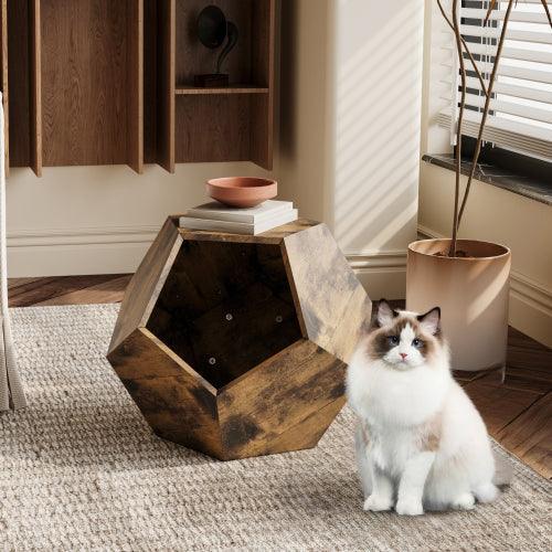 Mueble moderno para mascotas de 25,98 pulgadas, transportador de gatos, mesa auxiliar de sofá, macetero de MDF, mueble multifuncional, zumaque birmano