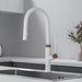 Extraordinary Pull Down Single Handle Kitchen Faucet - White+Rose Gold - ParrotUncle