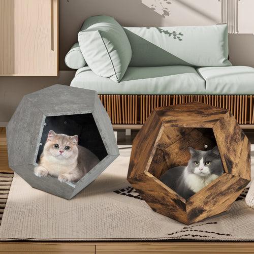 Mueble moderno para mascotas de 25,98 pulgadas, transportador de gatos, mesa auxiliar de sofá, macetero de MDF, mueble multifuncional, zumaque birmano