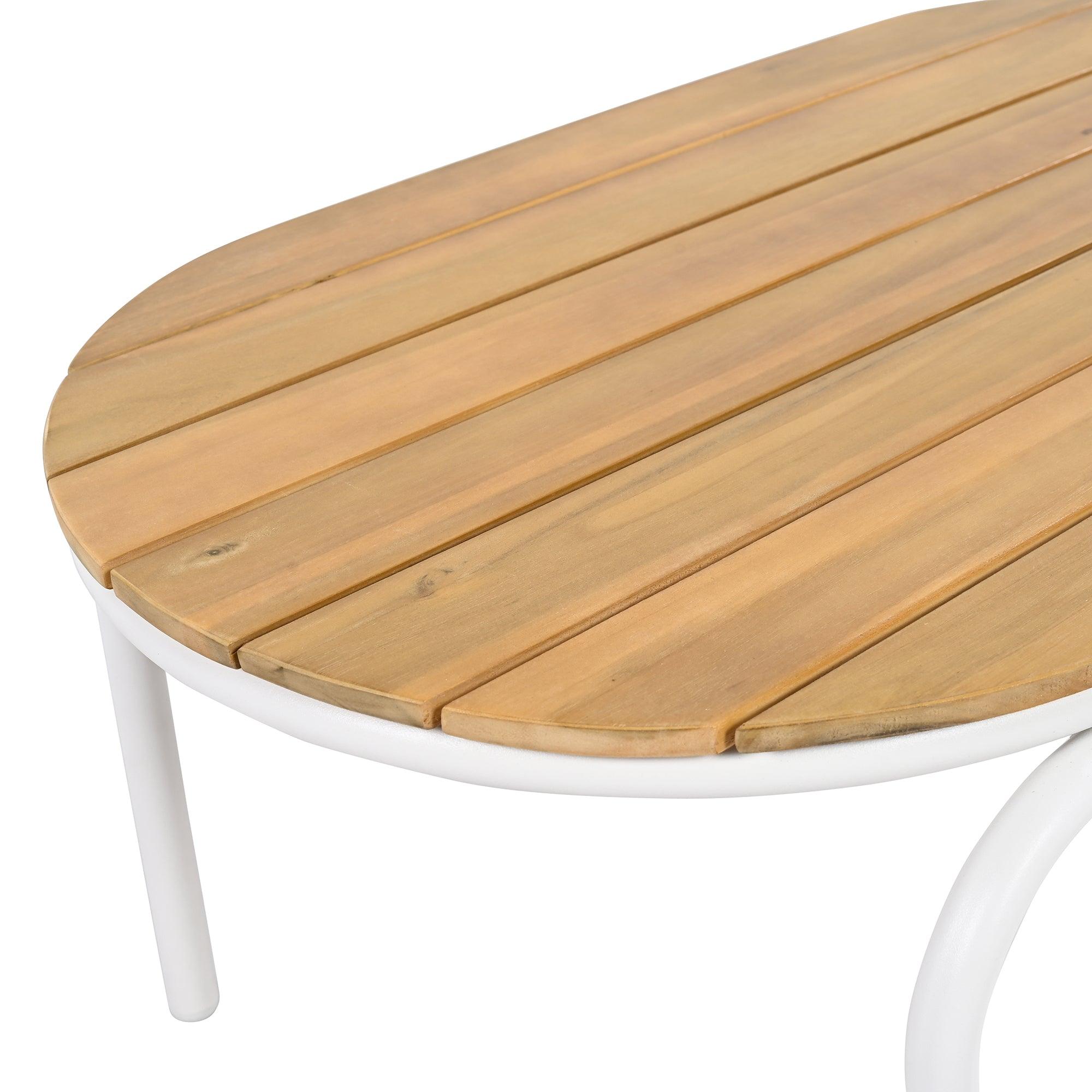 Outdoor Chaise Lounge Chairs Set of 3 with Acacia Side Table, Pool Lounge Chairs for Lawn, Deck, Beach