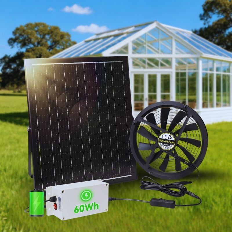10" Solar Exhaust Intake Fan with Battery&42W Solar Panel