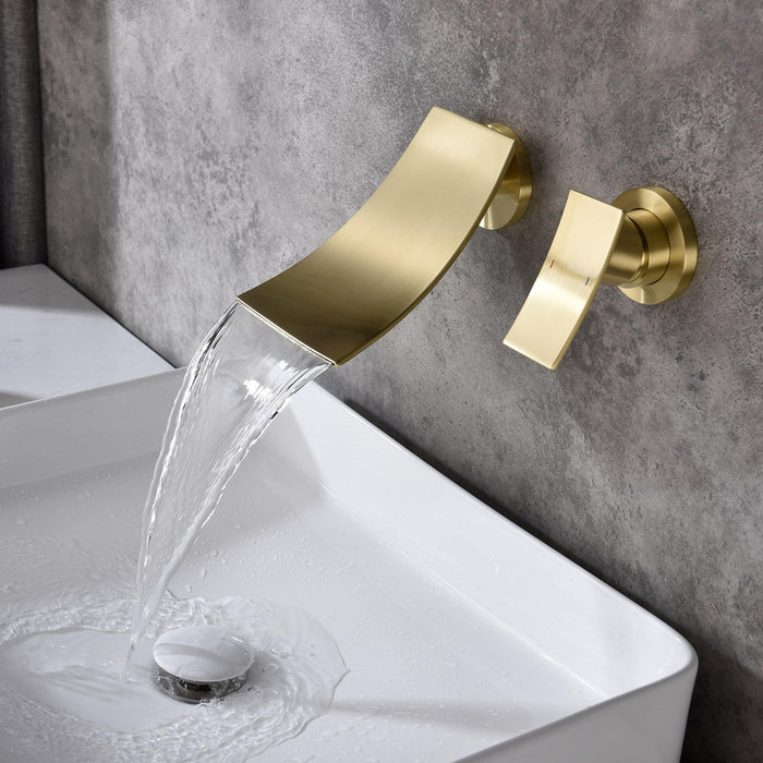 Golden or Black Single Handle Widespread Wall Mounted Bathroom Faucet - ParrotUncle