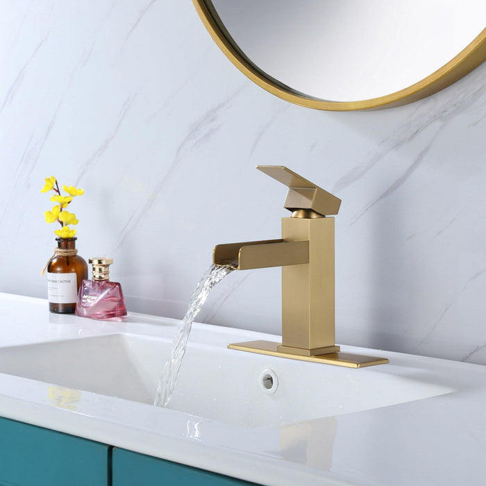 Golden Single Hole Faucet Single-handle Bathroom Faucet - ParrotUncle